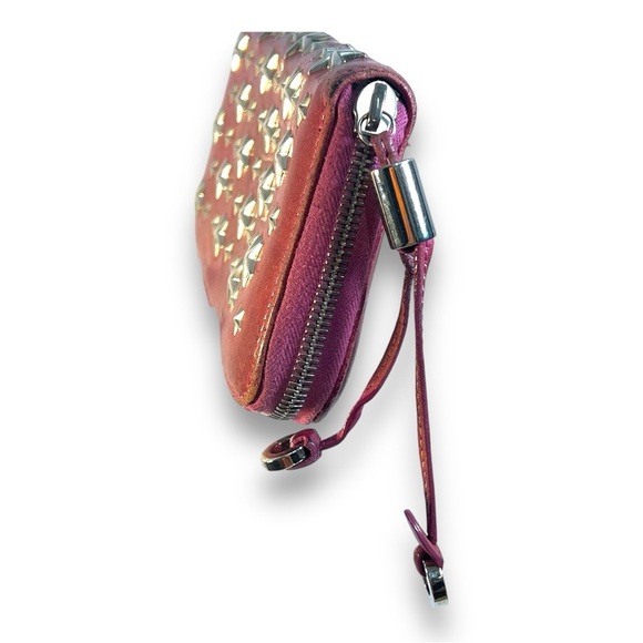 JIMMY CHOO red  & Silver Tone Star Studded Wallet with Authentication Card 💕 - Picture 6 of 15